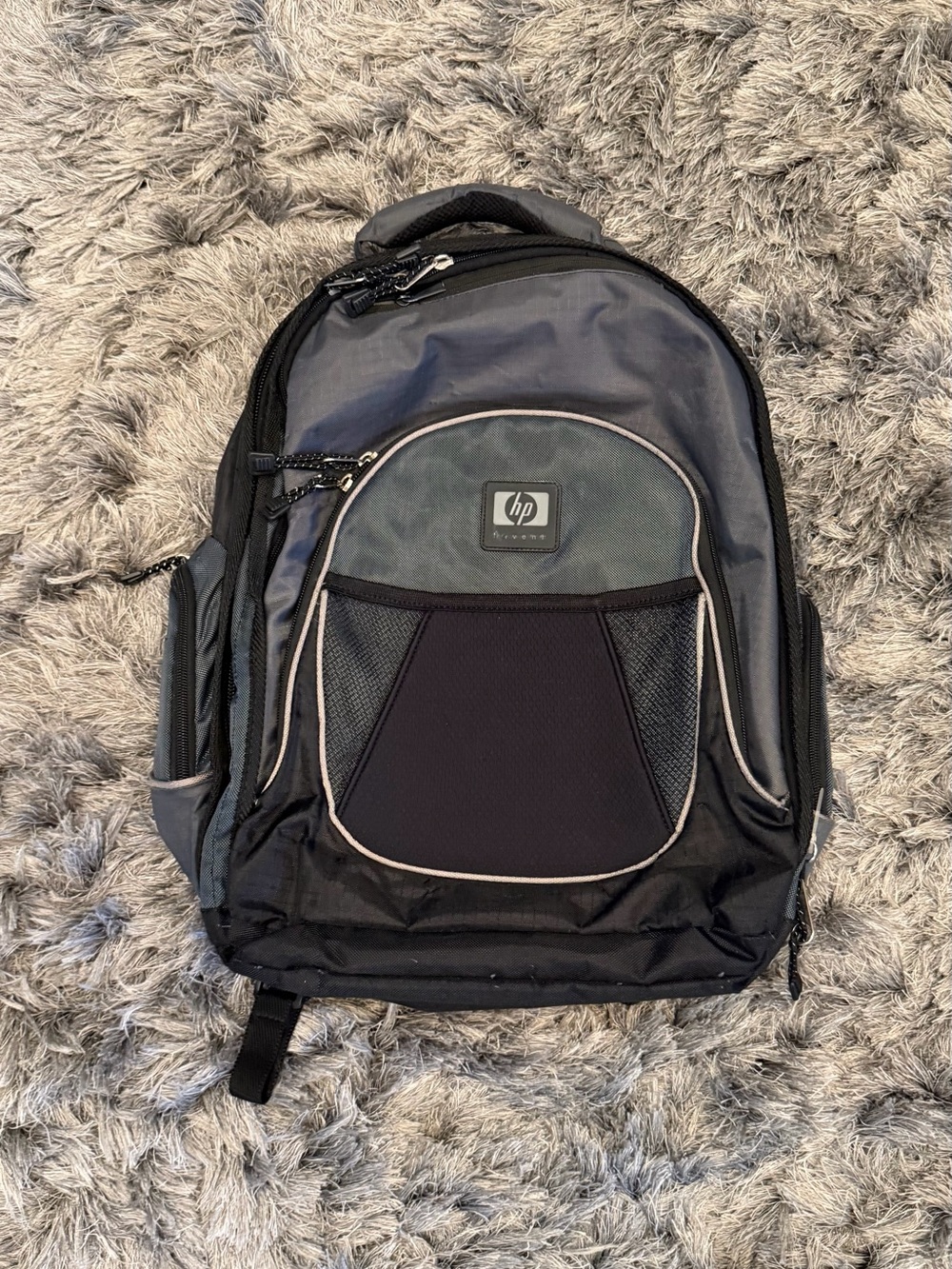 HP Invent Laptop Backpack W/ Laptop Pouch Carrying Bag Travel Work Black/Grey